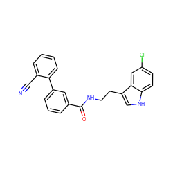 N#Cc1ccccc1-c1cccc(C(=O)NCCc2c[nH]c3ccc(Cl)cc23)c1 ZINC000095578277