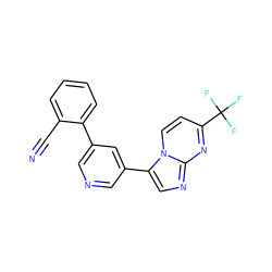 N#Cc1ccccc1-c1cncc(-c2cnc3nc(C(F)(F)F)ccn23)c1 ZINC000028570064