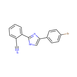 N#Cc1ccccc1-c1nc(-c2ccc(Br)cc2)c[nH]1 ZINC000064549655