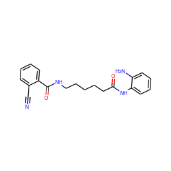 N#Cc1ccccc1C(=O)NCCCCCC(=O)Nc1ccccc1N ZINC000117587484