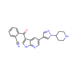 N#Cc1ccccc1C(=O)c1c[nH]c2ncc(-c3cnn(C4CCNCC4)c3)cc12 ZINC000473091426