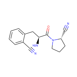 N#Cc1ccccc1C[C@H](N)C(=O)N1CCC[C@H]1C#N ZINC000103241530