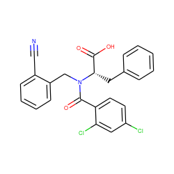 N#Cc1ccccc1CN(C(=O)c1ccc(Cl)cc1Cl)[C@@H](Cc1ccccc1)C(=O)O ZINC000003625553