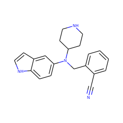 N#Cc1ccccc1CN(c1ccc2[nH]ccc2c1)C1CCNCC1 ZINC000043018442