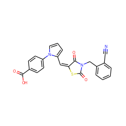 N#Cc1ccccc1CN1C(=O)S/C(=C/c2cccn2-c2ccc(C(=O)O)cc2)C1=O ZINC000012629508