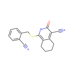 N#Cc1ccccc1CSc1[nH]c(=O)c(C#N)c2c1CCCC2 ZINC000073140941