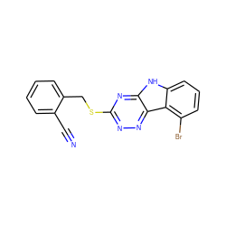 N#Cc1ccccc1CSc1nnc2c(n1)[nH]c1cccc(Br)c12 ZINC000205093441