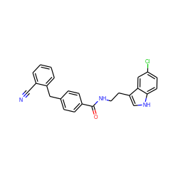 N#Cc1ccccc1Cc1ccc(C(=O)NCCc2c[nH]c3ccc(Cl)cc23)cc1 ZINC000216052115