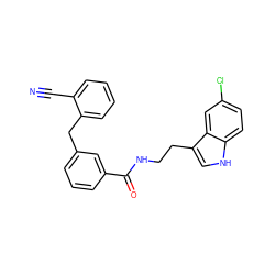 N#Cc1ccccc1Cc1cccc(C(=O)NCCc2c[nH]c3ccc(Cl)cc23)c1 ZINC000205323948