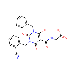 N#Cc1ccccc1Cn1c(=O)c(C(=O)NCC(=O)O)c(O)n(Cc2ccccc2)c1=O ZINC000103264994