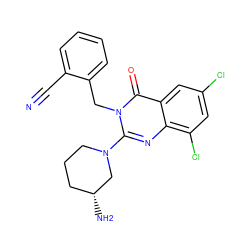 N#Cc1ccccc1Cn1c(N2CCC[C@@H](N)C2)nc2c(Cl)cc(Cl)cc2c1=O ZINC000014961071