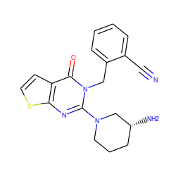 N#Cc1ccccc1Cn1c(N2CCC[C@@H](N)C2)nc2sccc2c1=O ZINC000066101440