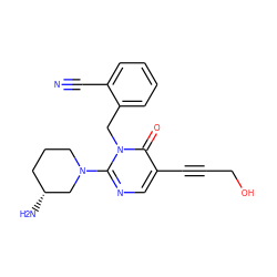 N#Cc1ccccc1Cn1c(N2CCC[C@@H](N)C2)ncc(C#CCO)c1=O ZINC000034505733