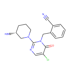 N#Cc1ccccc1Cn1c(N2CCC[C@@H](N)C2)ncc(Cl)c1=O ZINC000066111505