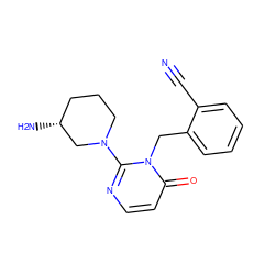 N#Cc1ccccc1Cn1c(N2CCC[C@@H](N)C2)nccc1=O ZINC000066103215