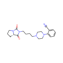 N#Cc1ccccc1N1CCN(CCCCN2C(=O)[C@@H]3CCCN3C2=O)CC1 ZINC000013861487