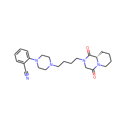 N#Cc1ccccc1N1CCN(CCCCN2CC(=O)N3CCCC[C@H]3C2=O)CC1 ZINC000013861505