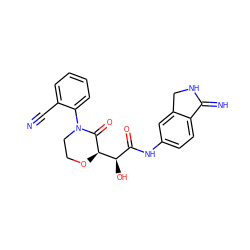 N#Cc1ccccc1N1CCO[C@H]([C@H](O)C(=O)Nc2ccc3c(c2)CNC3=N)C1=O ZINC000117615257