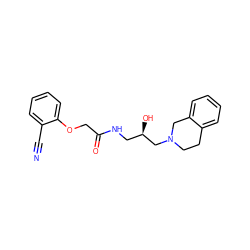 N#Cc1ccccc1OCC(=O)NC[C@@H](O)CN1CCc2ccccc2C1 ZINC000159310464