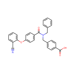 N#Cc1ccccc1Oc1ccc(C(=O)N(Cc2ccccc2)Cc2ccc(C(=O)O)cc2)cc1 ZINC000584598426