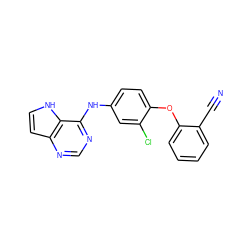 N#Cc1ccccc1Oc1ccc(Nc2ncnc3cc[nH]c23)cc1Cl ZINC000073195645