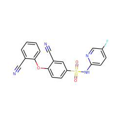 N#Cc1ccccc1Oc1ccc(S(=O)(=O)Nc2ccc(F)cn2)cc1C#N ZINC000220156916