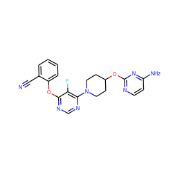 N#Cc1ccccc1Oc1ncnc(N2CCC(Oc3nccc(N)n3)CC2)c1F ZINC000049032900