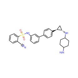 N#Cc1ccccc1S(=O)(=O)Nc1cccc(-c2ccc([C@H]3C[C@@H]3NC3CCC(N)CC3)cc2)c1 ZINC000150103760