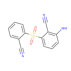 N#Cc1ccccc1S(=O)(=O)c1cccc(N)c1C#N ZINC000005933865