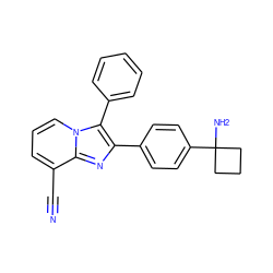 N#Cc1cccn2c(-c3ccccc3)c(-c3ccc(C4(N)CCC4)cc3)nc12 ZINC000113657793