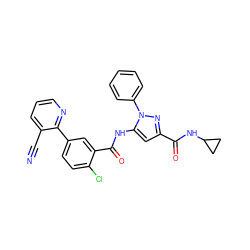 N#Cc1cccnc1-c1ccc(Cl)c(C(=O)Nc2cc(C(=O)NC3CC3)nn2-c2ccccc2)c1 ZINC001772657407