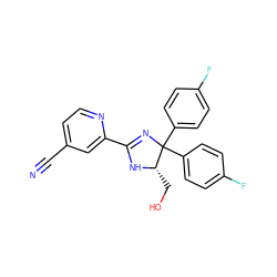 N#Cc1ccnc(C2=NC(c3ccc(F)cc3)(c3ccc(F)cc3)[C@H](CO)N2)c1 ZINC000040423723