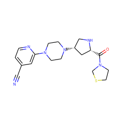 N#Cc1ccnc(N2CCN([C@@H]3CN[C@H](C(=O)N4CCSC4)C3)CC2)c1 ZINC000028889109