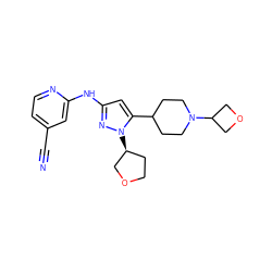 N#Cc1ccnc(Nc2cc(C3CCN(C4COC4)CC3)n([C@H]3CCOC3)n2)c1 ZINC000473154725