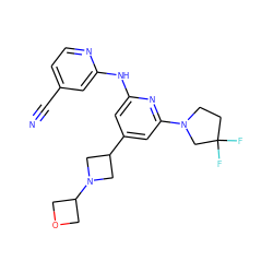 N#Cc1ccnc(Nc2cc(C3CN(C4COC4)C3)cc(N3CCC(F)(F)C3)n2)c1 ZINC000299870591