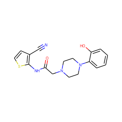 N#Cc1ccsc1NC(=O)CN1CCN(c2ccccc2O)CC1 ZINC000034854048