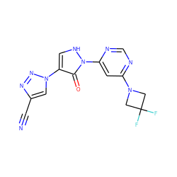 N#Cc1cn(-c2c[nH]n(-c3cc(N4CC(F)(F)C4)ncn3)c2=O)nn1 ZINC000043208619