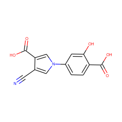 N#Cc1cn(-c2ccc(C(=O)O)c(O)c2)cc1C(=O)O ZINC000200849454