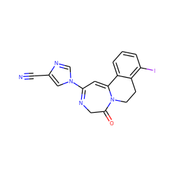 N#Cc1cn(C2=NCC(=O)N3CCc4c(I)cccc4C3=C2)cn1 ZINC000149240775