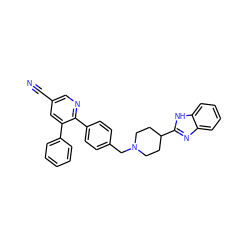 N#Cc1cnc(-c2ccc(CN3CCC(c4nc5ccccc5[nH]4)CC3)cc2)c(-c2ccccc2)c1 ZINC000014957978