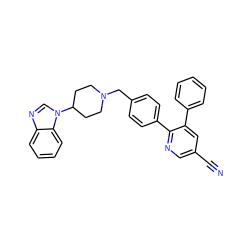 N#Cc1cnc(-c2ccc(CN3CCC(n4cnc5ccccc54)CC3)cc2)c(-c2ccccc2)c1 ZINC000014957982