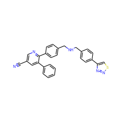 N#Cc1cnc(-c2ccc(CNCc3ccc(-c4csnn4)cc3)cc2)c(-c2ccccc2)c1 ZINC000014957966