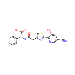 N#Cc1cnc(-c2nc(CC(=O)N[C@@H](C(=O)O)c3ccccc3)cs2)c(O)c1 ZINC000299837761