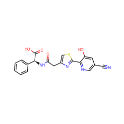 N#Cc1cnc(-c2nc(CC(=O)N[C@H](C(=O)O)c3ccccc3)cs2)c(O)c1 ZINC000095920821