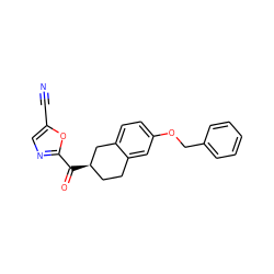 N#Cc1cnc(C(=O)[C@@H]2CCc3cc(OCc4ccccc4)ccc3C2)o1 ZINC000071316853