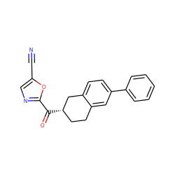N#Cc1cnc(C(=O)[C@H]2CCc3cc(-c4ccccc4)ccc3C2)o1 ZINC000071318482