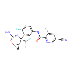 N#Cc1cnc(C(=O)Nc2ccc(F)c([C@]3(C(F)F)N=C(N)O[C@H]4C[C@H]43)c2)c(Cl)c1 ZINC000226087200