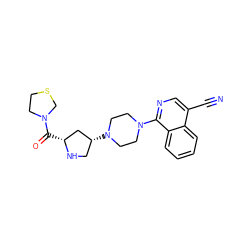 N#Cc1cnc(N2CCN([C@@H]3CN[C@H](C(=O)N4CCSC4)C3)CC2)c2ccccc12 ZINC000084687929