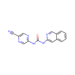 N#Cc1cnc(NC(=O)Nc2cc3ccccc3cn2)cn1 ZINC000042989022