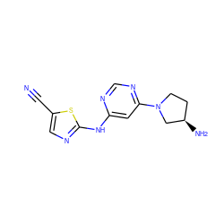 N#Cc1cnc(Nc2cc(N3CC[C@@H](N)C3)ncn2)s1 ZINC000028570673